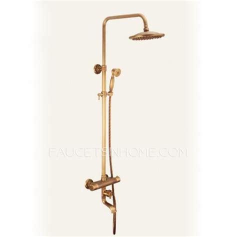 antique brushed brass thermostatic exposed outdoor shower