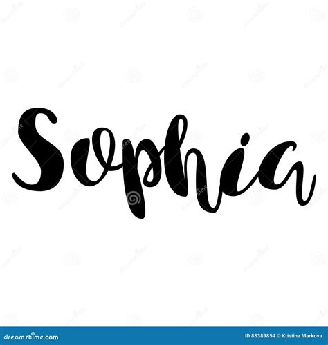 Female Name Sophia Lettering Design Handwritten Typography Stock