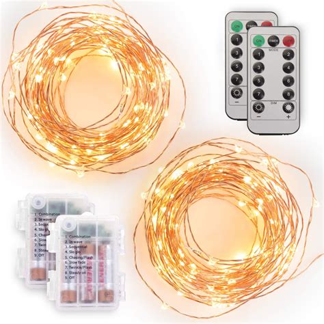 buy tenergy [2 pack] battery operated led string lights 16 ft light string 50 dimmable leds