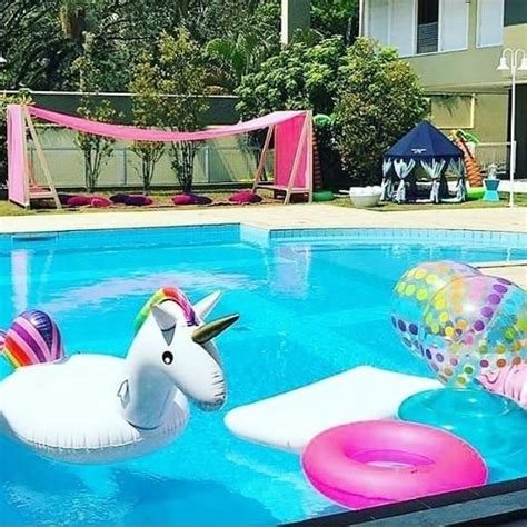 An Inflatable Unicorn In The Pool Best Pool Party Ever Unicorn Pool