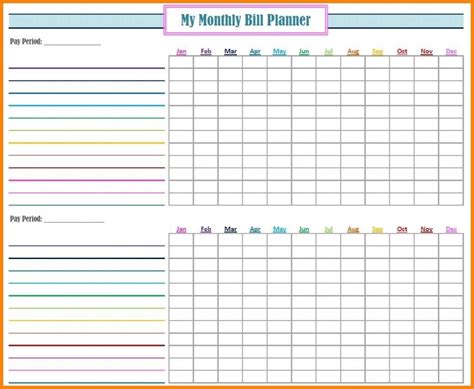 Monthly Bill Organizer Template Excel Addictionary