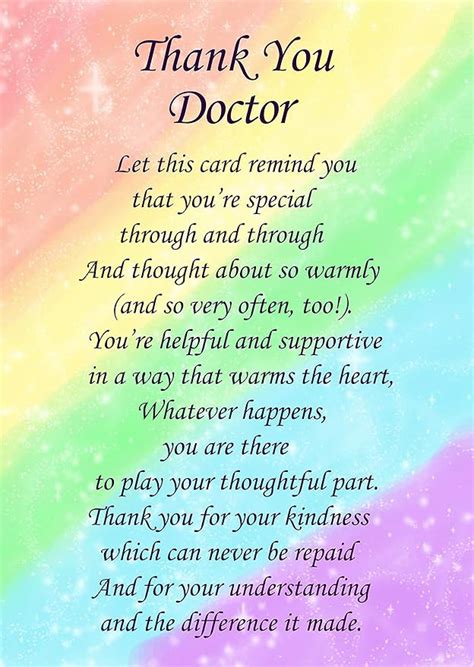 Thank You Doctor Poem Verse Greeting Card Uk Office Products