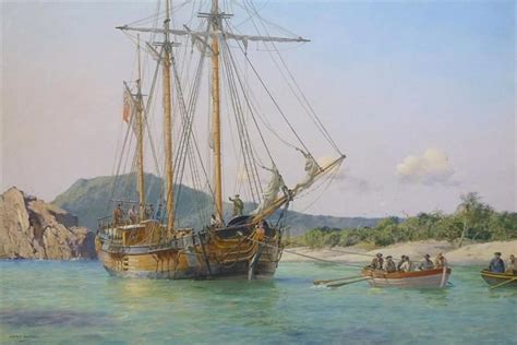 A Scene From Treasure Island With The Hispaniola Warping Into The