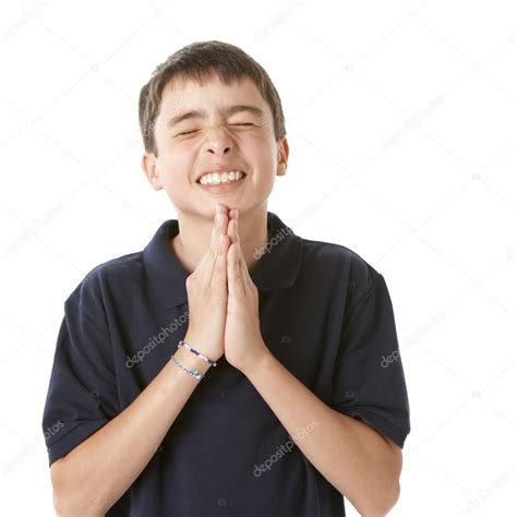 Adolescent Boy Hoping And Praying Stock Photo Ad Hoping Boy