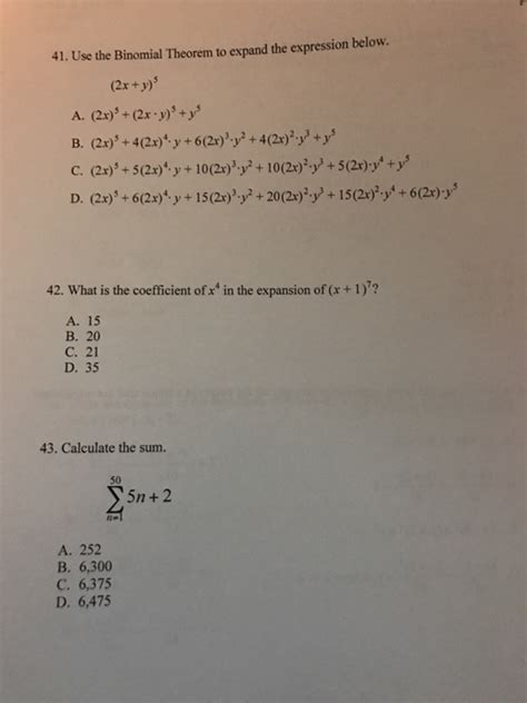 Solved 41 Use The Binomial Theorem To Expand The Expression