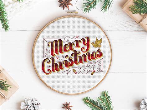 merry christmas cross stitch pattern digital format pdf etsy uk