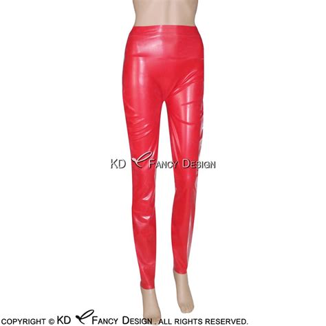 Red Sexy Latex Leggings Rubber Pants Jeans Trousers Bottoms Plus Size