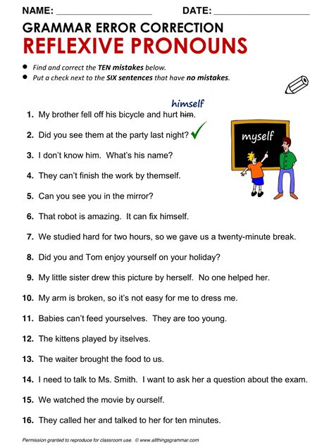 Reflexive And Intensive Pronouns Quiz With Answers Pdf - King Worksheet