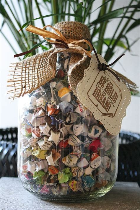Recycled Glass Bottle Filled With Lucky Origami Stars From Colorful