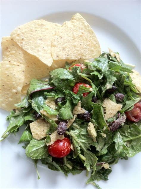 Vegan Taco Salad With Thin Tortilla Chips And Tahini Dressing Kale