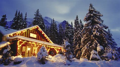 Christmas Cabin Mountain Winter Snow Holiday Cabins In The Woods