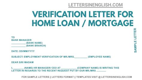 Employment Verification Letter For Home Loan Mortgage Employment