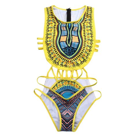 Women African Print Bikini Set Swimwear Push Up Padded Bra Swimsuit Be Pks Fashion And More