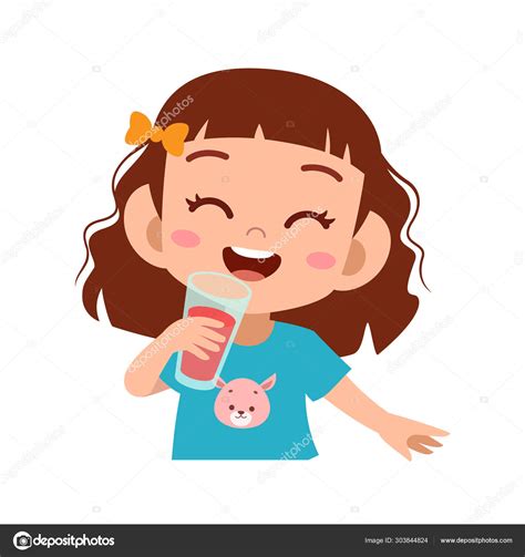 Happy Kid Drink Juice Vector Illustration — Stock Vector