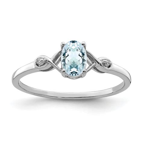 Icecarats 925 Sterling Silver Diamond Blue Aquamarine Oval Band Ring