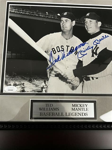 Ted Williams And Mickey Mantle Signed Autographed Photo Framed 14x17 Jsa
