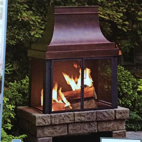 Lowes 89801 Outdoor Fireplace With Faux Stone Base By Allen Roth 16