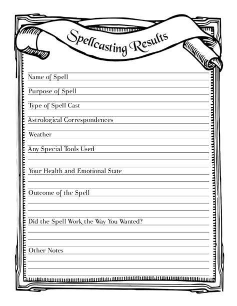 build a book of shadows spellcasting results printable