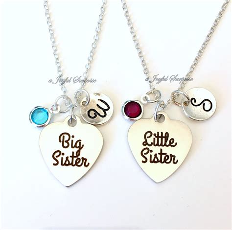 Sister Necklace Set Of 2 Silver Sister Jewelry Big Little Etsy