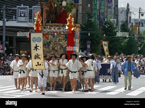 Colourful Festival Float Being Paraded During The Gion Matsuri In Kyoto