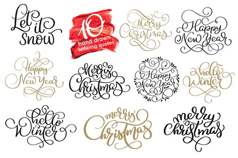 Merry Christmas Quotes And Objects Calligraphy Collection By Happy