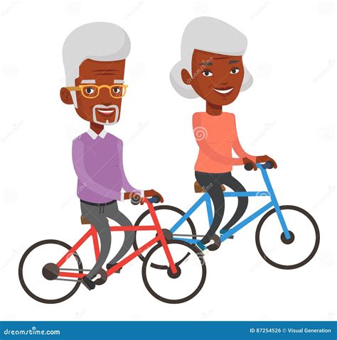 Senior Couple Riding On Bicycles Stock Vector Illustration Of