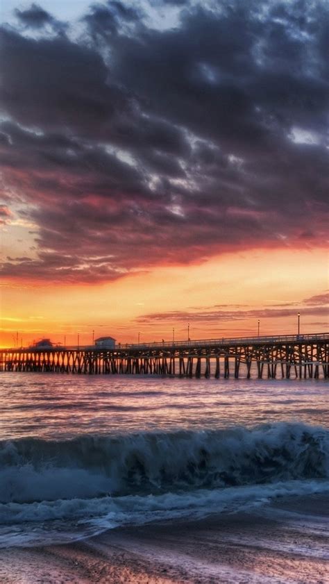California Beach Dock Sunset Iphone Wallpapers Free Download