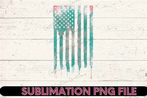 Teal Tie Dye Distressed American Flag Sublimation Design Etsy
