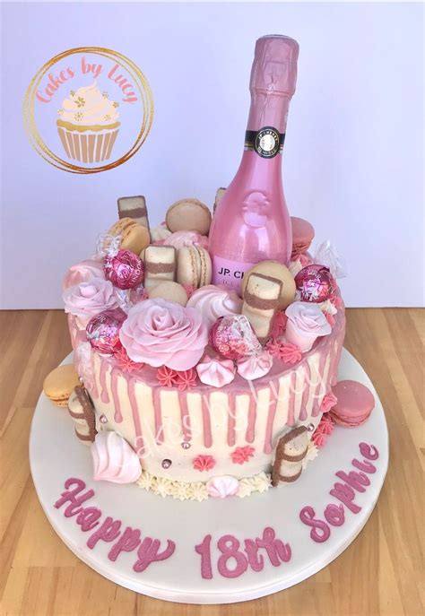 Th Pink Loaded Drip Cake With Mini Bottle Alcohol Birthday Cake