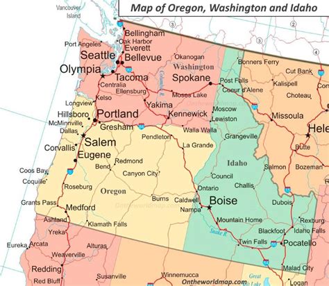 Map Of Idaho Washington And Oregon