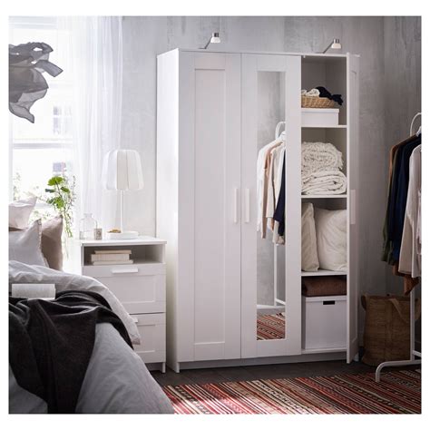 Oak color ikea pax wardrobe with mirrored door 50x60x236cm rtp £140. View Photos of White 3 Door Wardrobes With Mirror (Showing ...