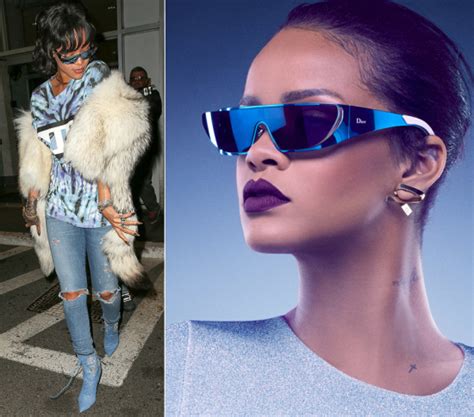 celeb style rihanna collaborates with dior on futuristic sunglasses collection