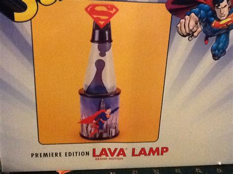 Dc comics superman motion lava lamp. white table lamp base traditional spindle candlestick design wooden minisun. SUPERMAN