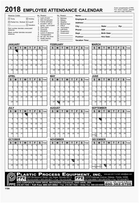 Free Employee Attendance Calendar 2020 Calendar Inspiration Design