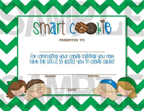 Girl Scouts Smart Cookie Certificate Diy Printable Cookie Training