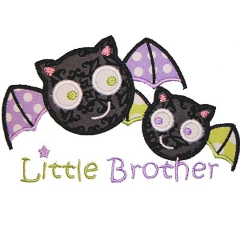 Sibling Bats Applique Embroidery Machine Design