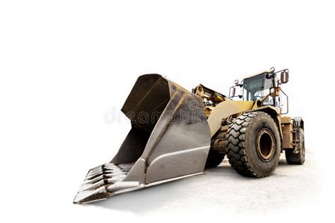 Excavator Bulldozer Industrial Vehicle Isolated On White Stock