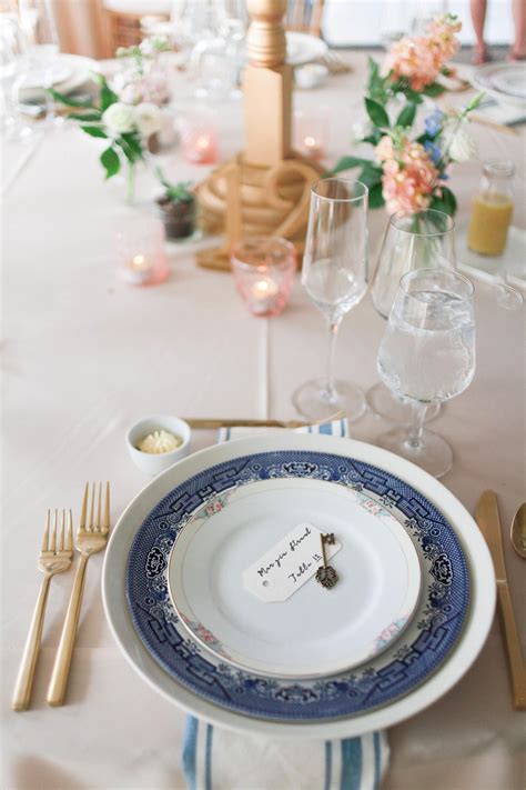 The following rules for setting a table correspond to the numbers seen in the table setting. Wedding table setting, blue & white china plate, gold ...
