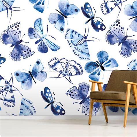 Blue Butterflies Wallpaper Wallsauce Uk