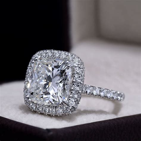 430 Tcw Natural Cushion Cut Halo Double U Pave Diamond Engagement Ring Diamond Mansion