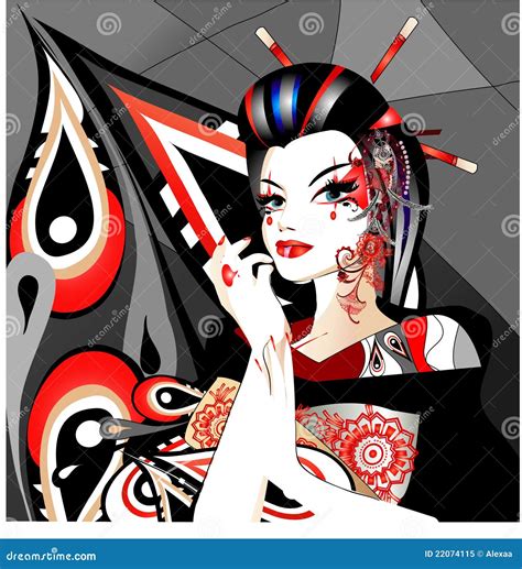Geisha Stock Vector Illustration Of Hairstyle Femininity 22074115