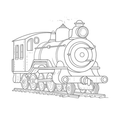 Coloring Sheet With An Outline Pattern Of A Steam Engine Sketch Drawing