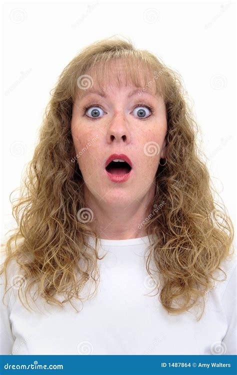 Caucasian Woman With A Shocked Look On Her Face Stock Images Image