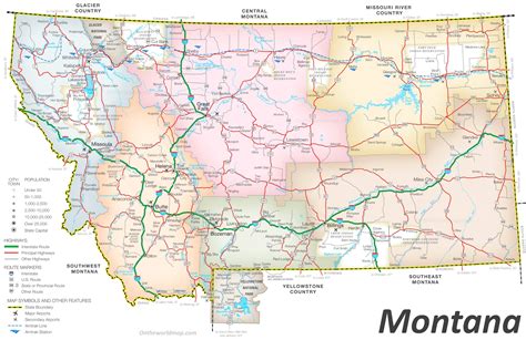 Montana State Map With Cities And Towns Interactive Map