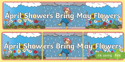 👉 April Showers Bring May Flowers Display Banner