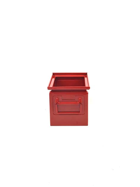 Stackable Retro Storage Boxes In Metal Red Staqbox