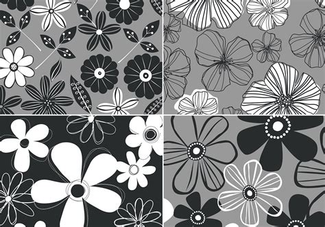 Black white vector flowers illustration stock vector (royalty free) 3279611. Fundo floral retro preto e branco quatro pacotes - Pincéis ...