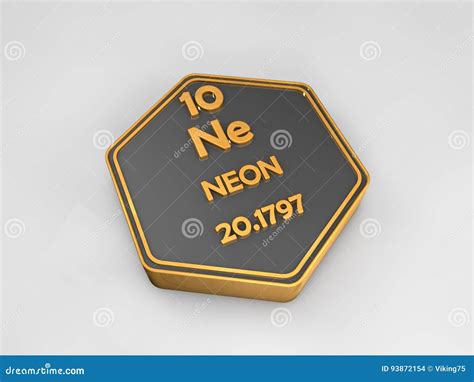 Neon Ne Chemical Element Periodic Table Hexagonal Shape Stock