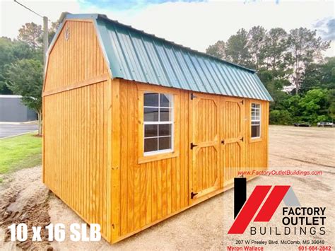 10x16 Side Lofted Barn Stain Green 223283 Factory Outlet Buildings