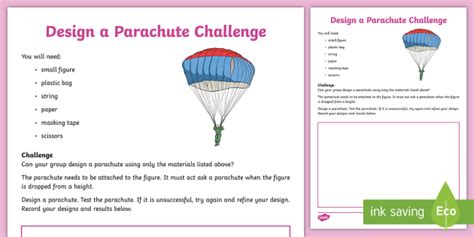 Design A Parachute Challenge Worksheet Teacher Made